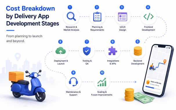 Cost Breakdown by Delivery App Development Stages